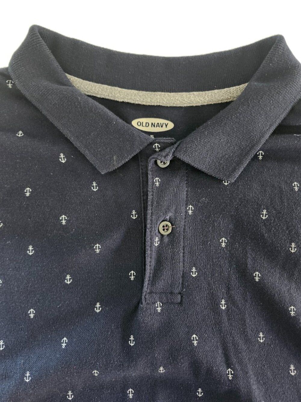 Old Navy Men's XL Navy Anchor Print Polo Built-In Flex